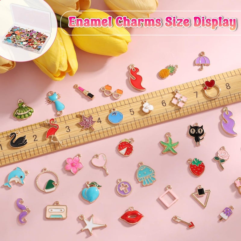Acejoz 200Pcs Charms for Jewelry Making, Assorted Wholesale Mixed Bulk Metal Earring Bangle Charms for DIY Necklace Bracelet Jewelry Making and Crafting (Enamel Color) - Image 4